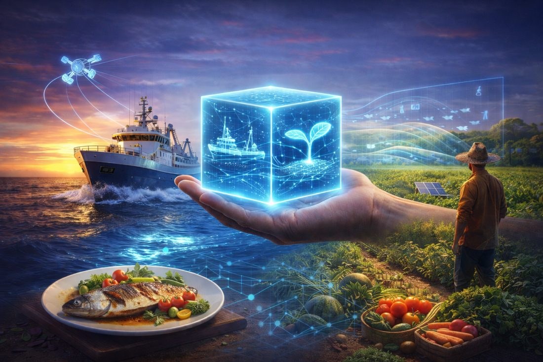 Smart sea and farm technology concept
